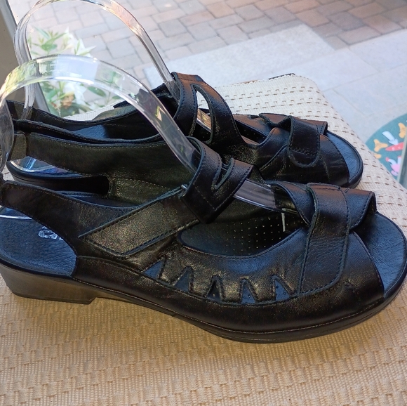 Ara Luftpolster Size 41.5 US 10 Black Slingback Open Toe Sandals.New Condition
